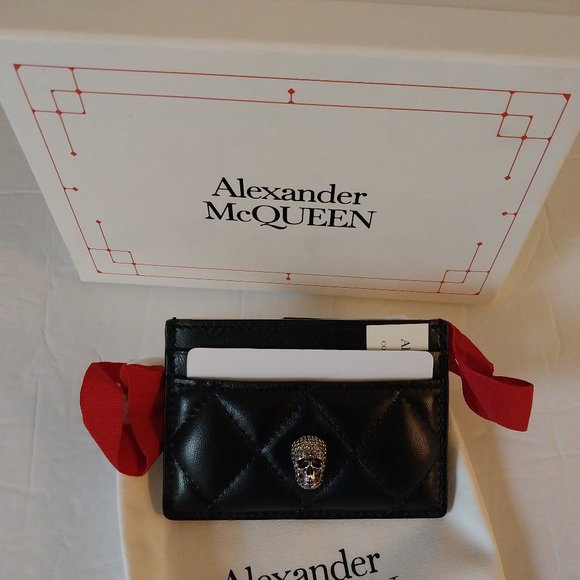 Alexander McQueen Accessories - Alexander McQueen Quilted Leather Skull Card Holder Black